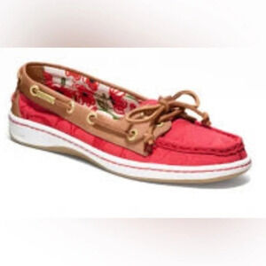 COACH “Richelle” Top Siders‎ Boat Shoes Red Logo Embossed size 7.5